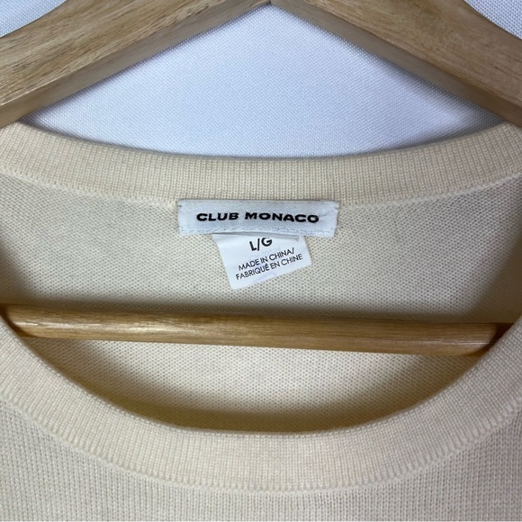 Club Monaco Cream Crewneck Pullover Wool Knit Sweater L - Picture 4 of 6